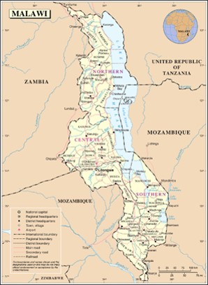 Landkaart-Malawi
